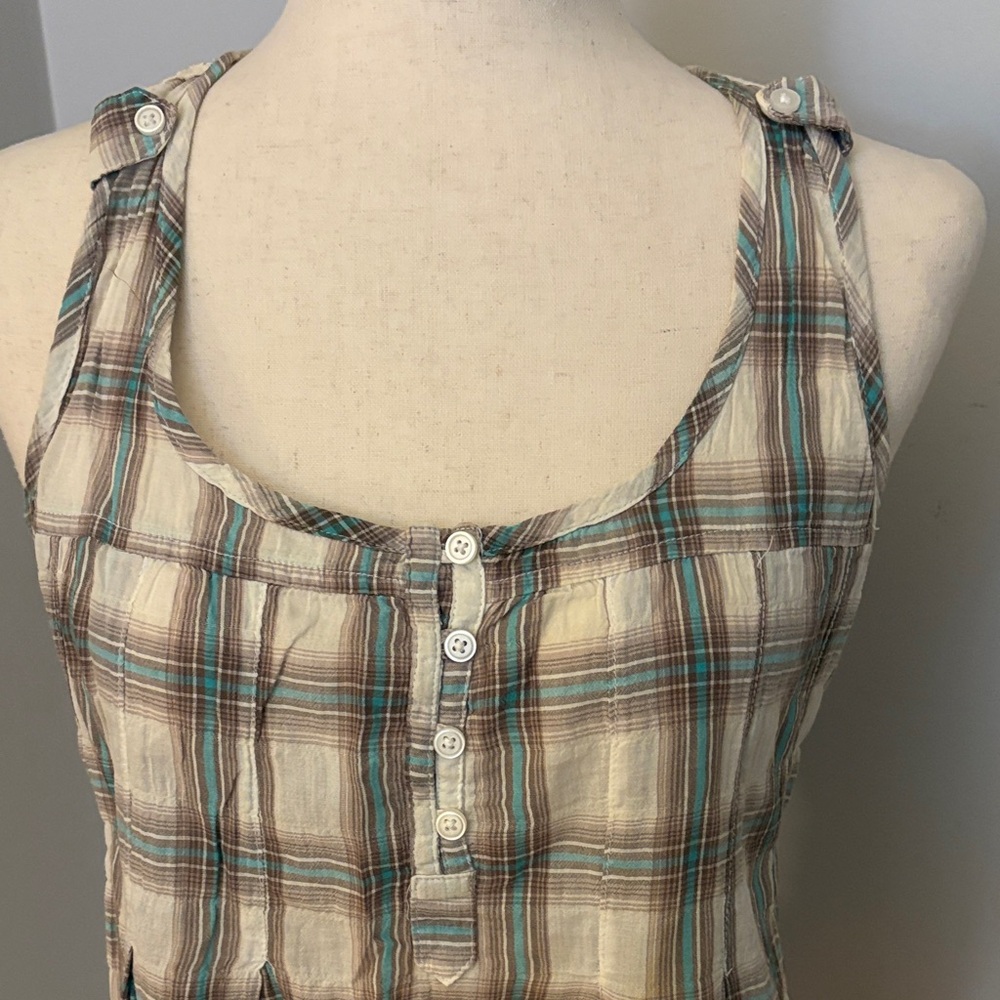 Y2K MUDD Plaid Crochet Tank Size